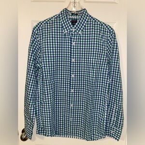 J. Crew Blue and Green Casual Button Down Shirt